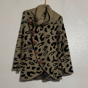 Leopard Print Button-Up Sweater